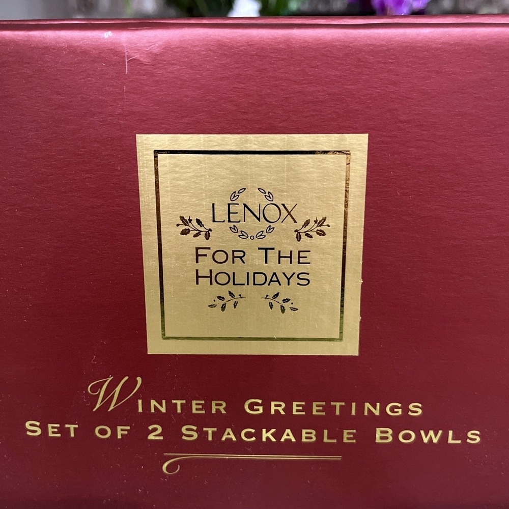 Lenox Winter Greetings Catherine McClung Set Of 2 Bowls Excellent~Original Box - Picture 9 of 11